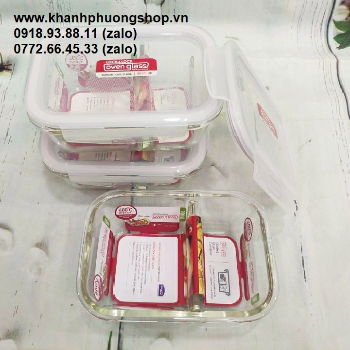 [HCM]hộp cơm thủy tinh lock&lock - hộp cơm thủy tinh lock&lock 2 ngăn