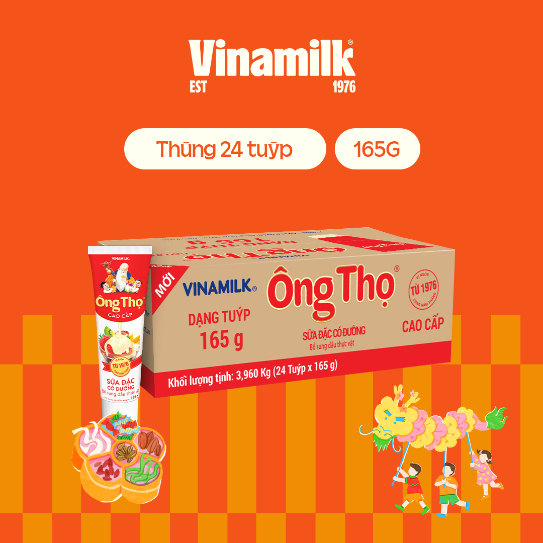 Thùng 24 tuýp sữa đặc có đường ông thọ đỏ 165g