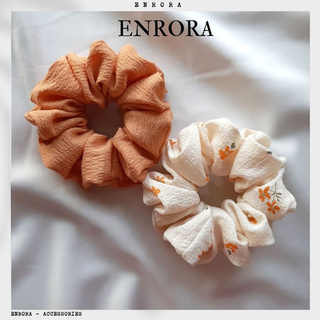 Scrunchies ENRORA Cột Tóc Vải Hoa Cam Nhí [100% Handmade]