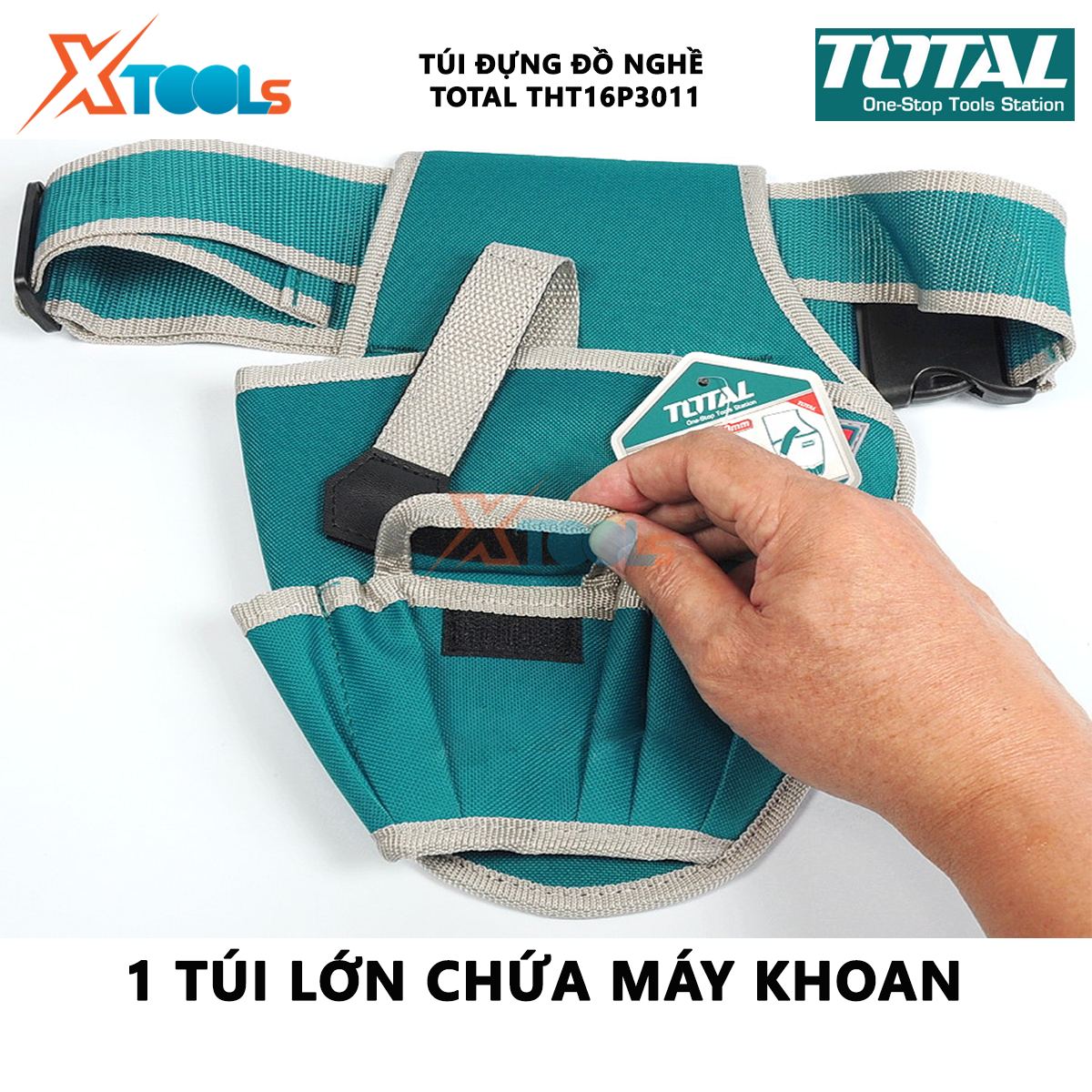 Túi đựng đồ nghề TOTAL THT16P3011 giỏ đựng công cụ kích thước L290xW190mm chất liệu polyeste 600D tải trọng tối đa 8kg XTOOLs