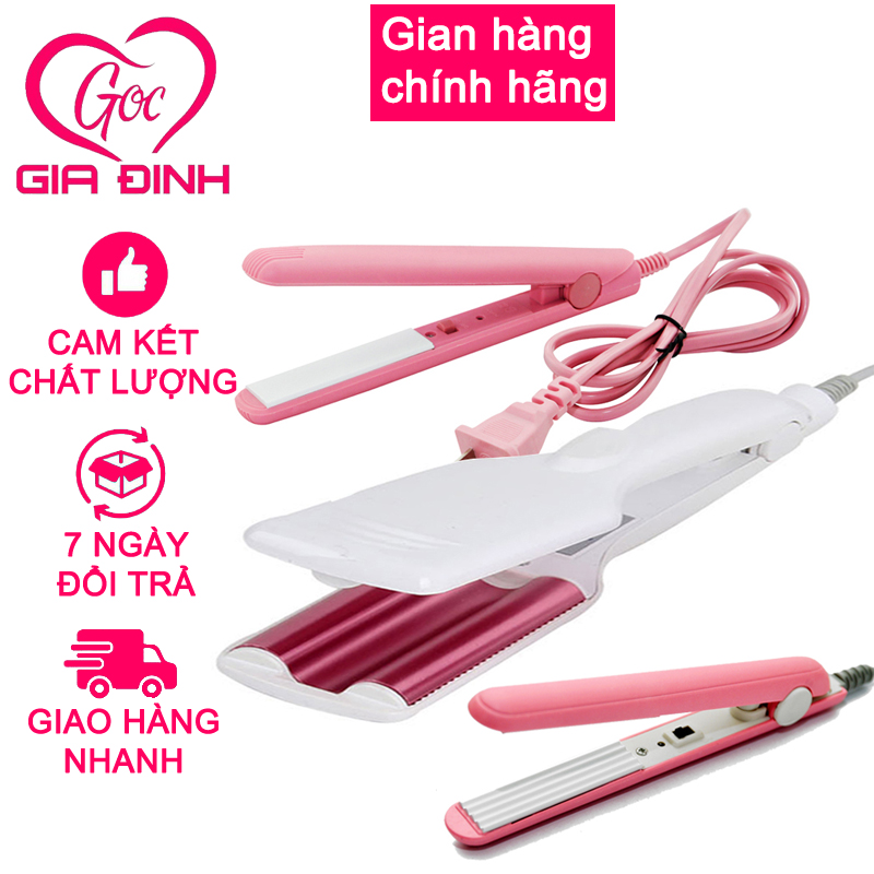 Máy làm tóc sóng nước Hản Quốc bản to+ Máy Là thẳng mini+ Máy dập xù mini