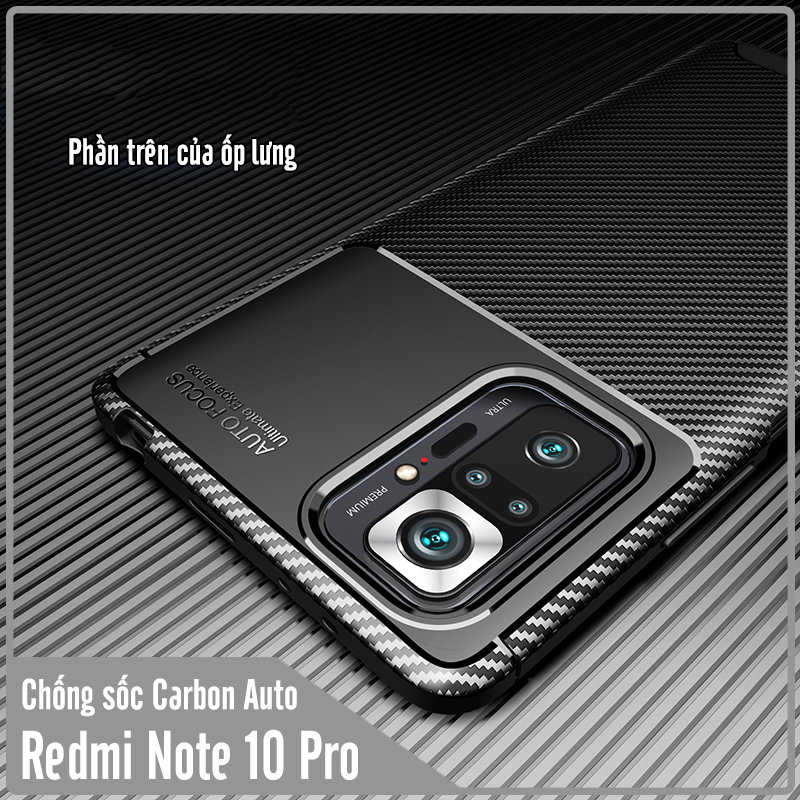 Ốp lưng cho Xiaomi Redmi Note 10 Pro chống sốc Carbon