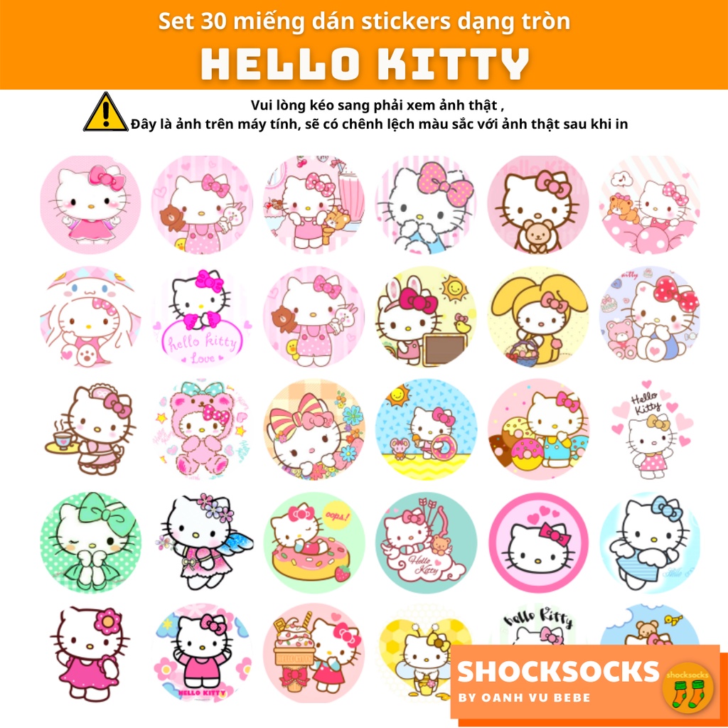 30 miếng dán stickers hình HELLO KITTY