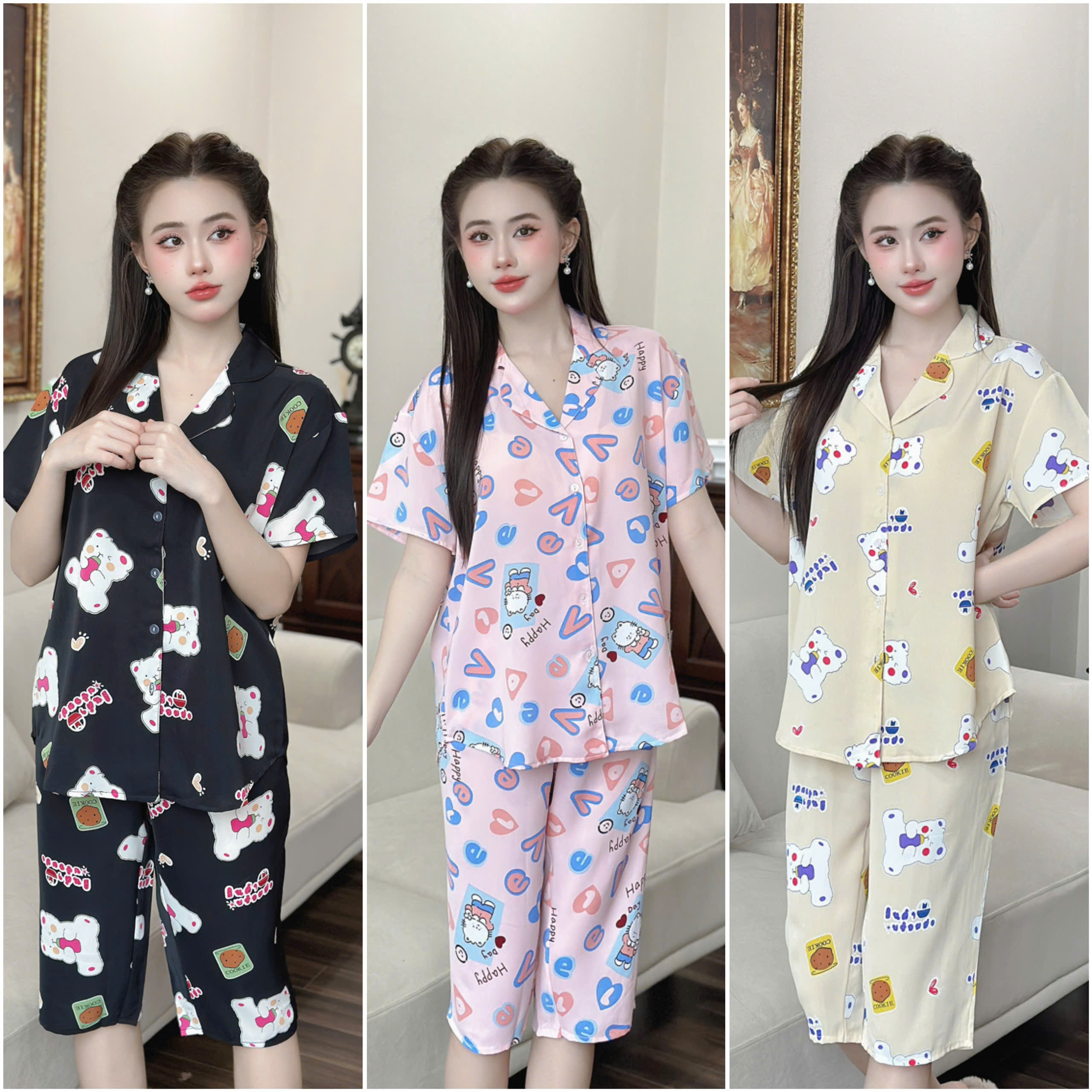 Đồ Bộ Lửng Lụa Bigsize 50-100kg bộ ngủ mặc nhà mềm mát