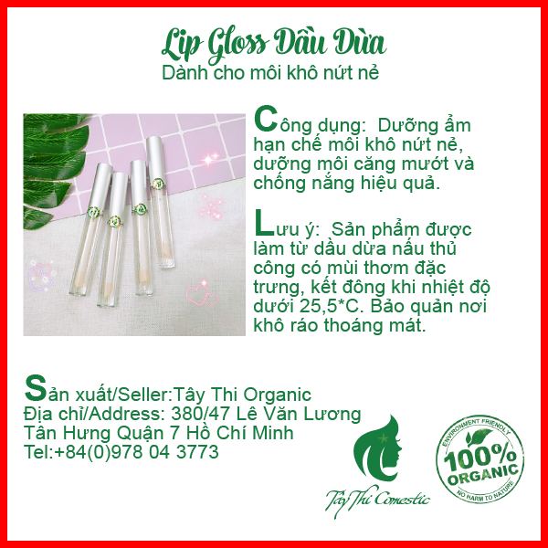 [HCM]Lip Gloss Dầu Dừa Dưỡng Môi