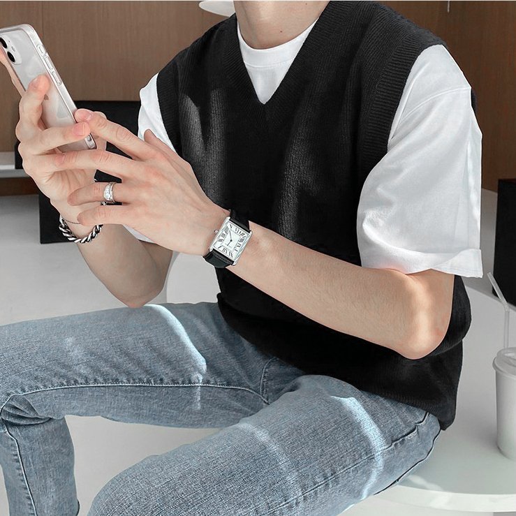 Áo gile len nam form rộng - Kas unisex