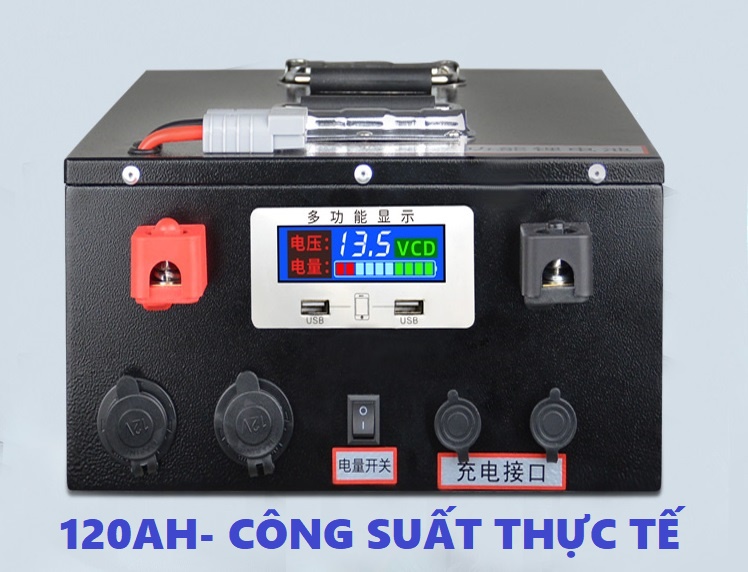 Bình Pin Lithium 12V-120AH Dung lượng thực- Công Suất thực 120Ah