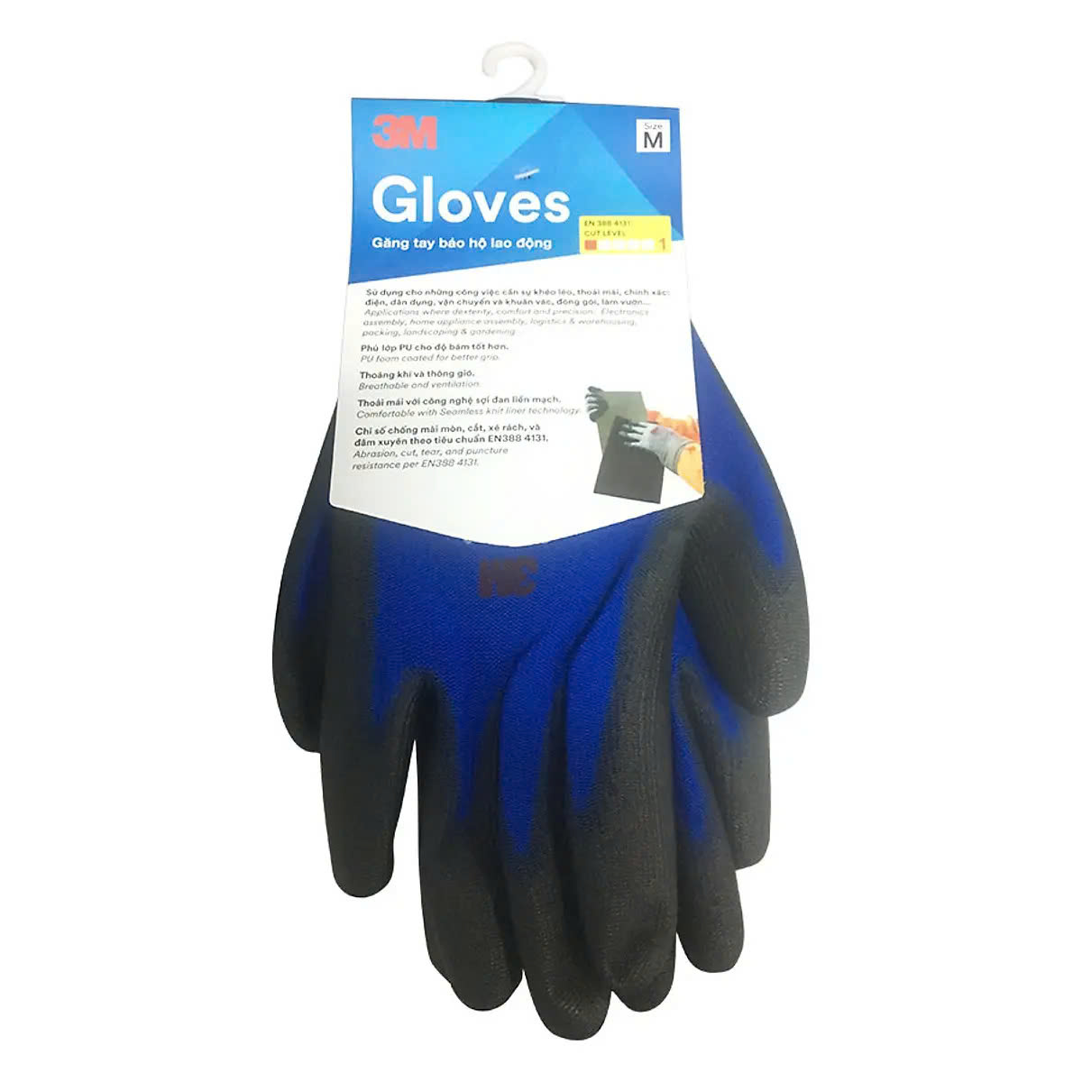 [HCM]Găng Tay Chống Cắt Cấp Độ 1 3M (Size M) - Xanh Đen