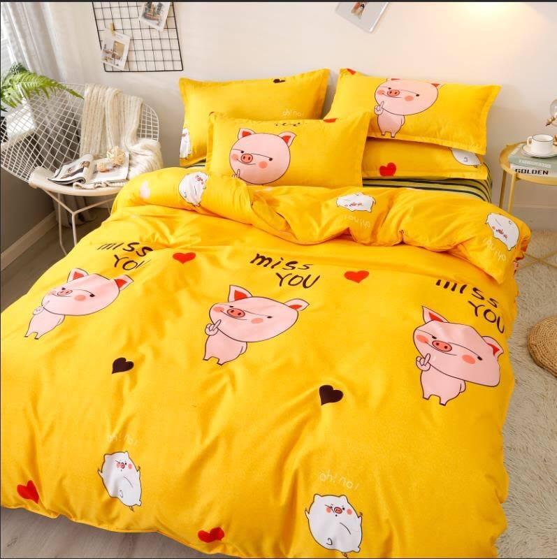 Set 3 Món Ga Gối Mẫu Con Heo Vàng