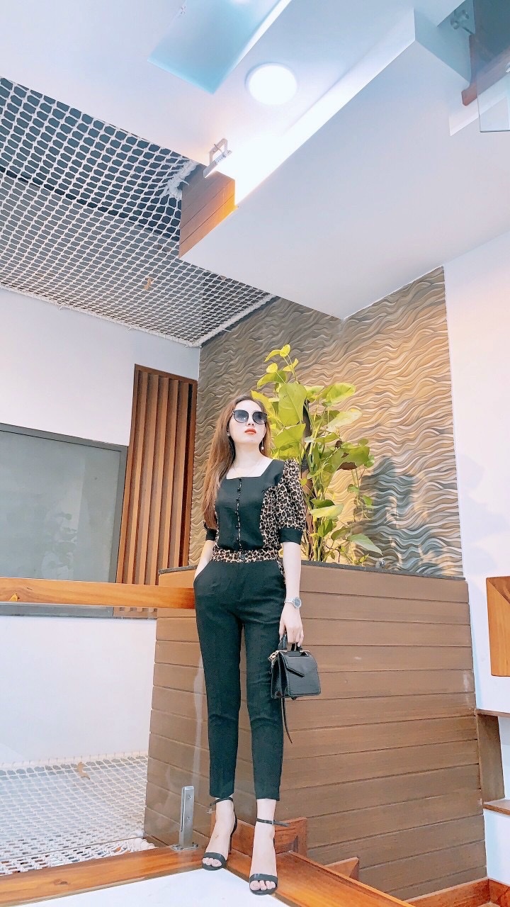 Bộ đồ nữ phối da beo hàng chuẩn đẹp
