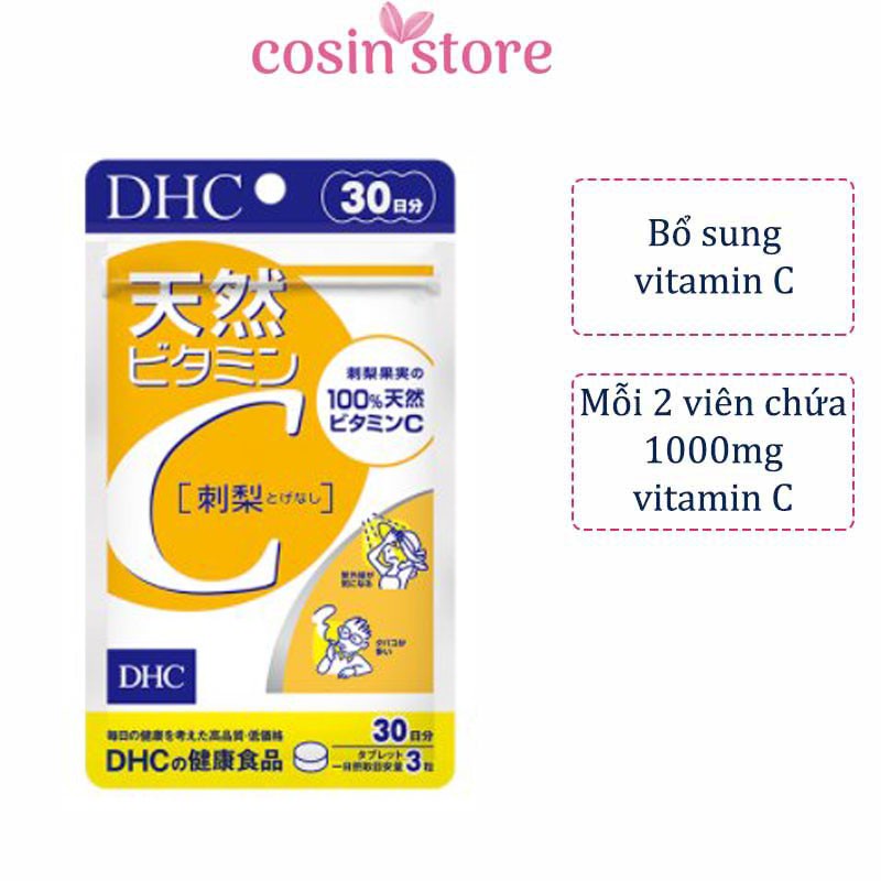 Viên uống DHC Vitamin C Hard Capsule túi 180 viên 90 ngày 60 Viên 30 Ngày của Nhật Bản dùng tăng sức đề kháng, hỗ trợ sáng da - Cosin Store