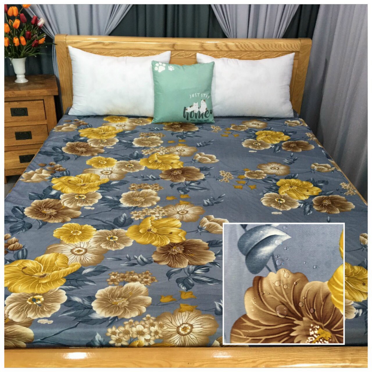Drap chống thấm cao cấp 1m2x2m, (nệm cao dưới 15cm)