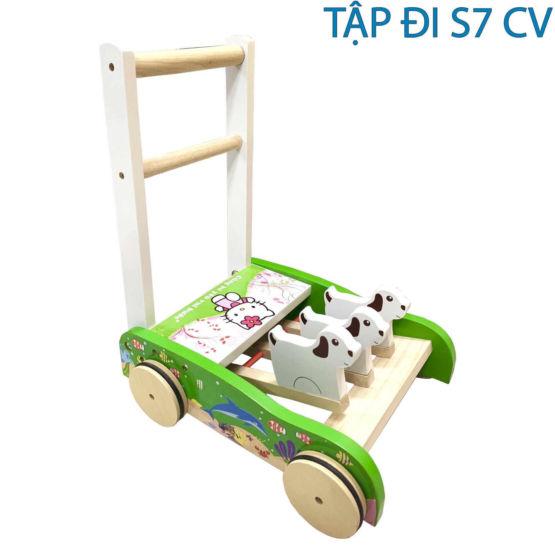 Đồ chơi cho bé Xe tập đi 3 đầu hình thú Song Son bằng gỗ