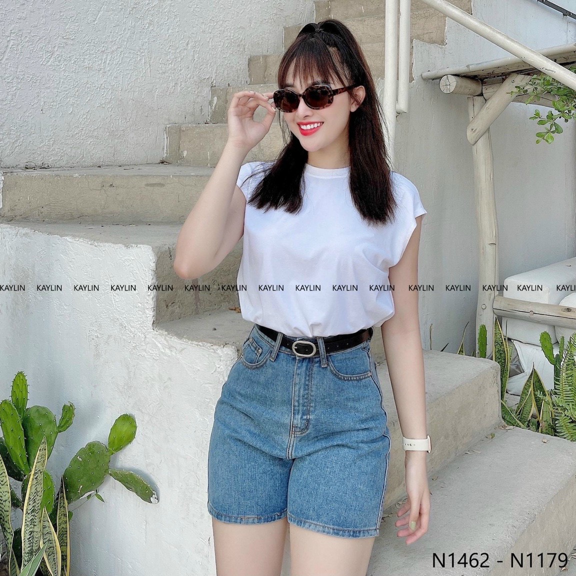 Quần Short Ngố Jean Nữ Trơn-JT