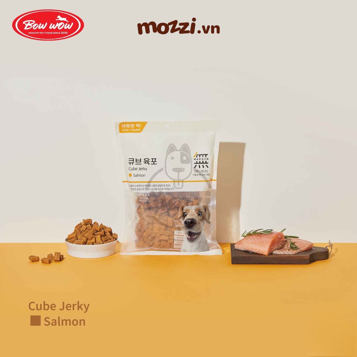Snack cho chó Thịt viên sấy mềm Bowwow Cube Jerky