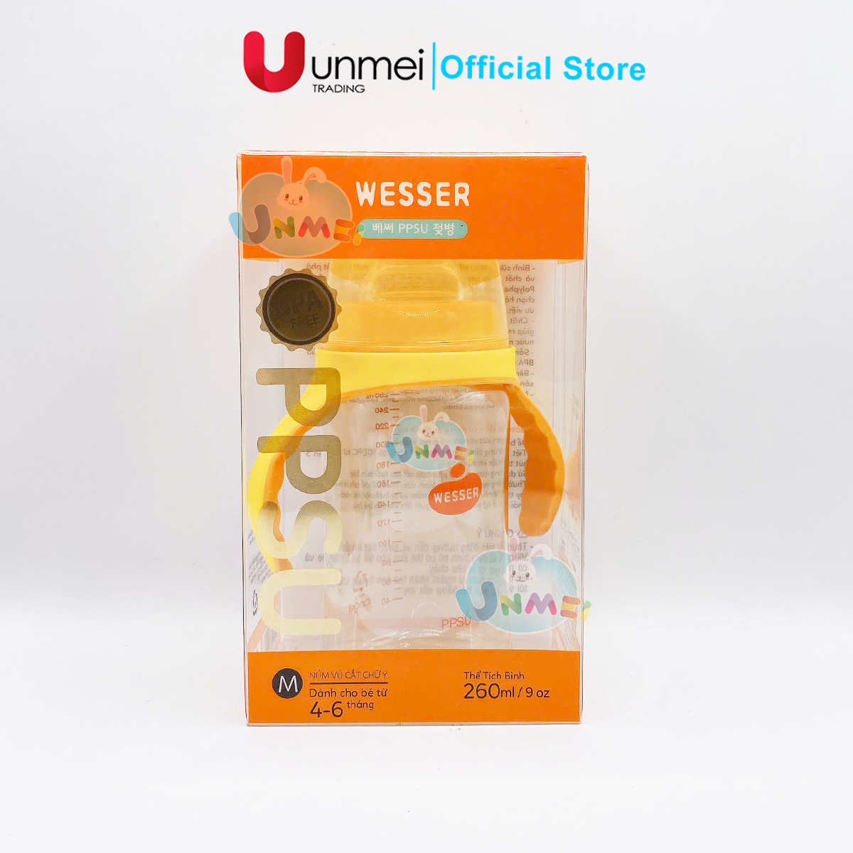 Bình Sữa Wesser PPSU 260ml (CỔ RỘNG)