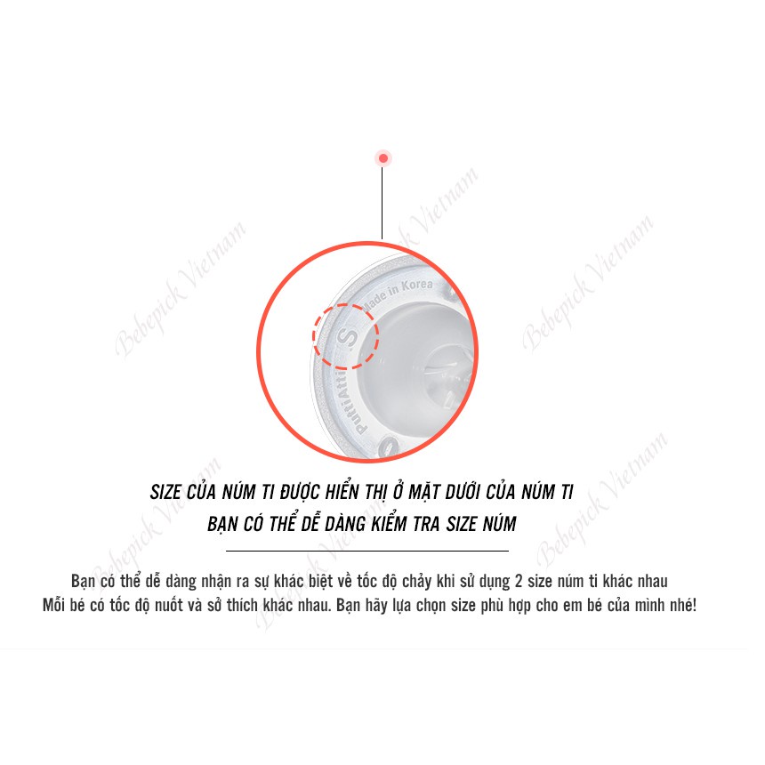 Núm Ti Bình Sữa Bebepick ( Size SS - XL )