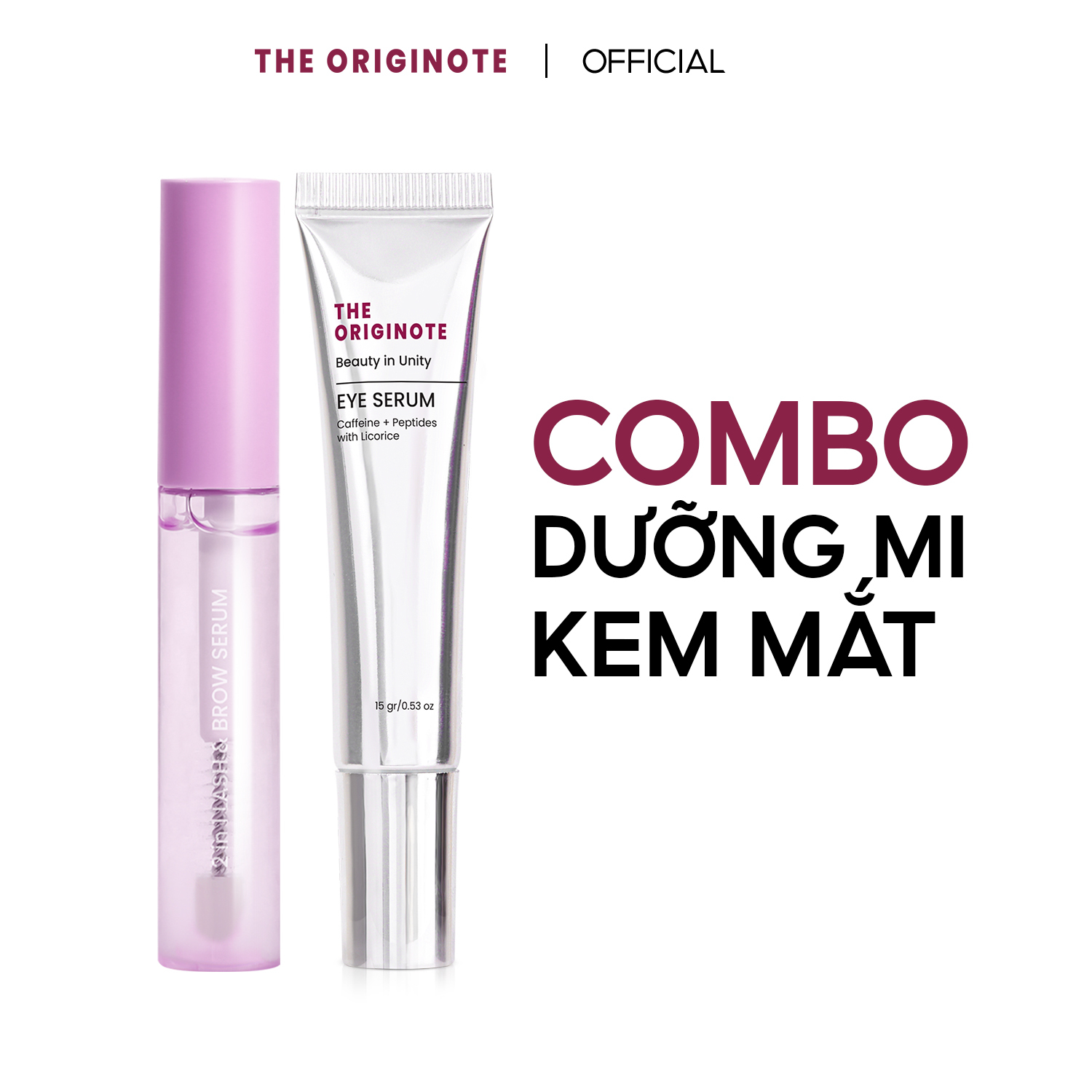 Combo kem mắt và serum dưỡng mi 2in1 The Originote giảm thâm quầng thâm mắt căng bóng dưỡng dài mi