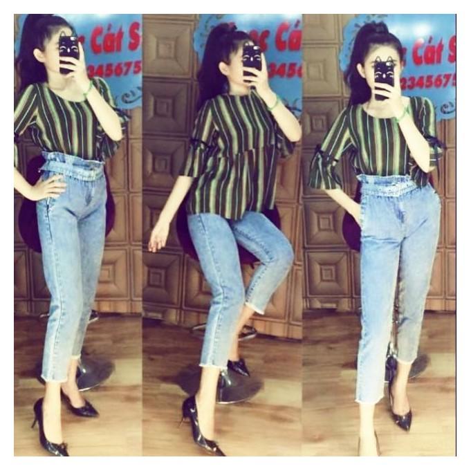 QUẦN JEAN NỮ BAGGY + DÂY LƯNG KIỂU TD3