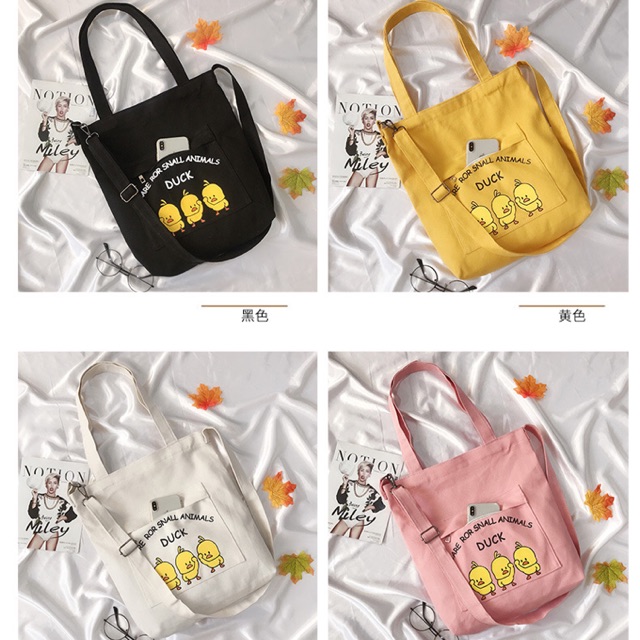Tote/ túi vải -3 con vịt- vừa a4