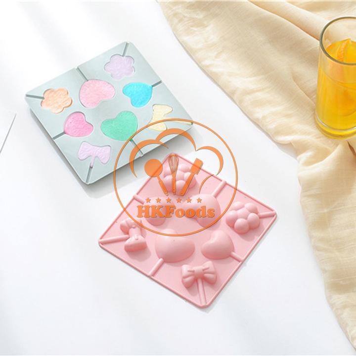 KHUÔN SILICON LÀM KẸO, LOLLIPOP, THẠCH RAU CÂU, SOCOLA HÌNH TIM NƠ