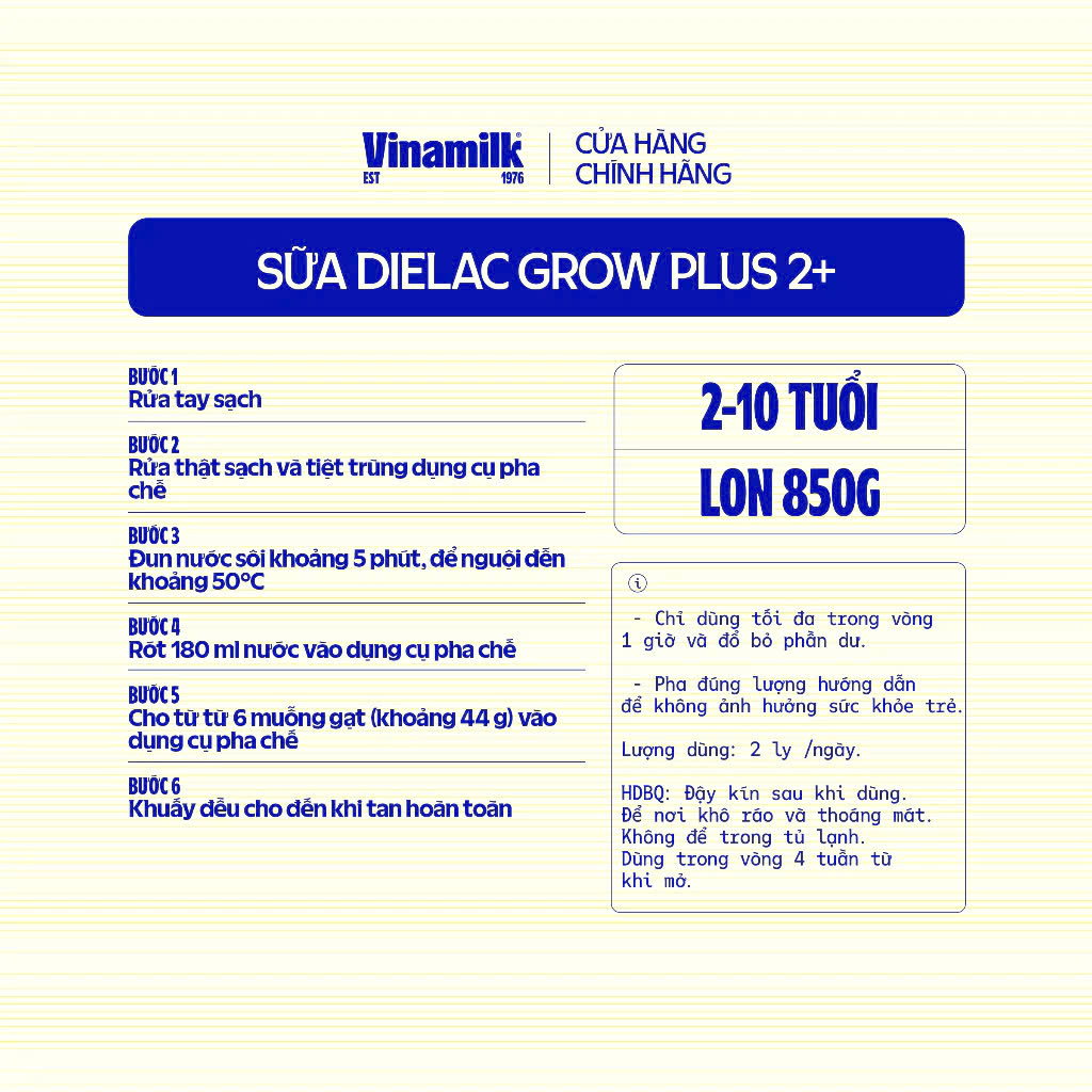 (Mẫu Mới) COMBO 3 HỘP Sữa Bột Dielac Grow Plus 2+ HT 850g (Sữa Non).