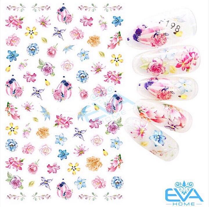 [HCM]Miếng Dán Móng Tay 3D Nail Sticker Tráng Trí Hoạ Tiết Bông Hoa F198