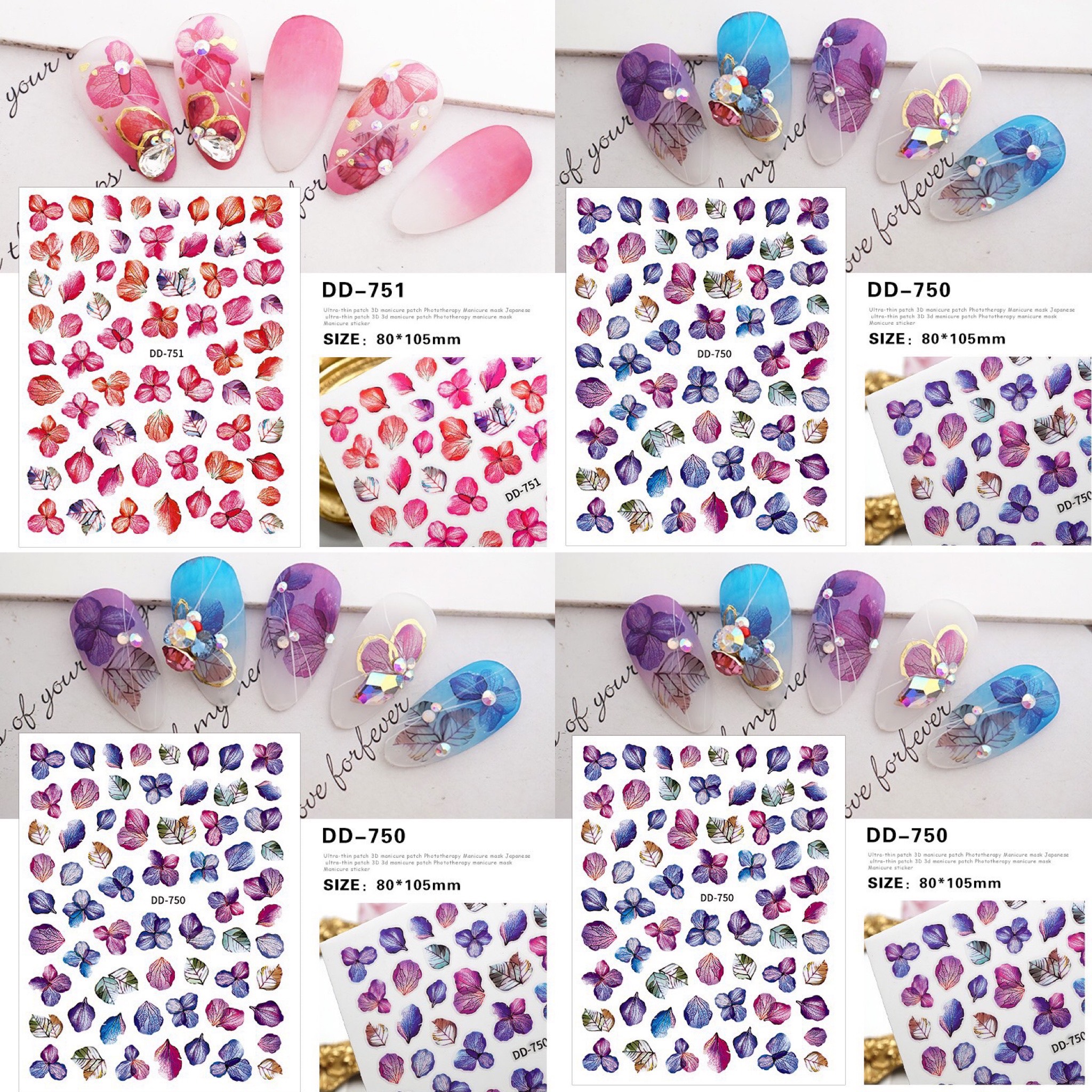 Miếng Dán Sticker Dán Móng , Mẫu Hoa Khô - Mini Nails