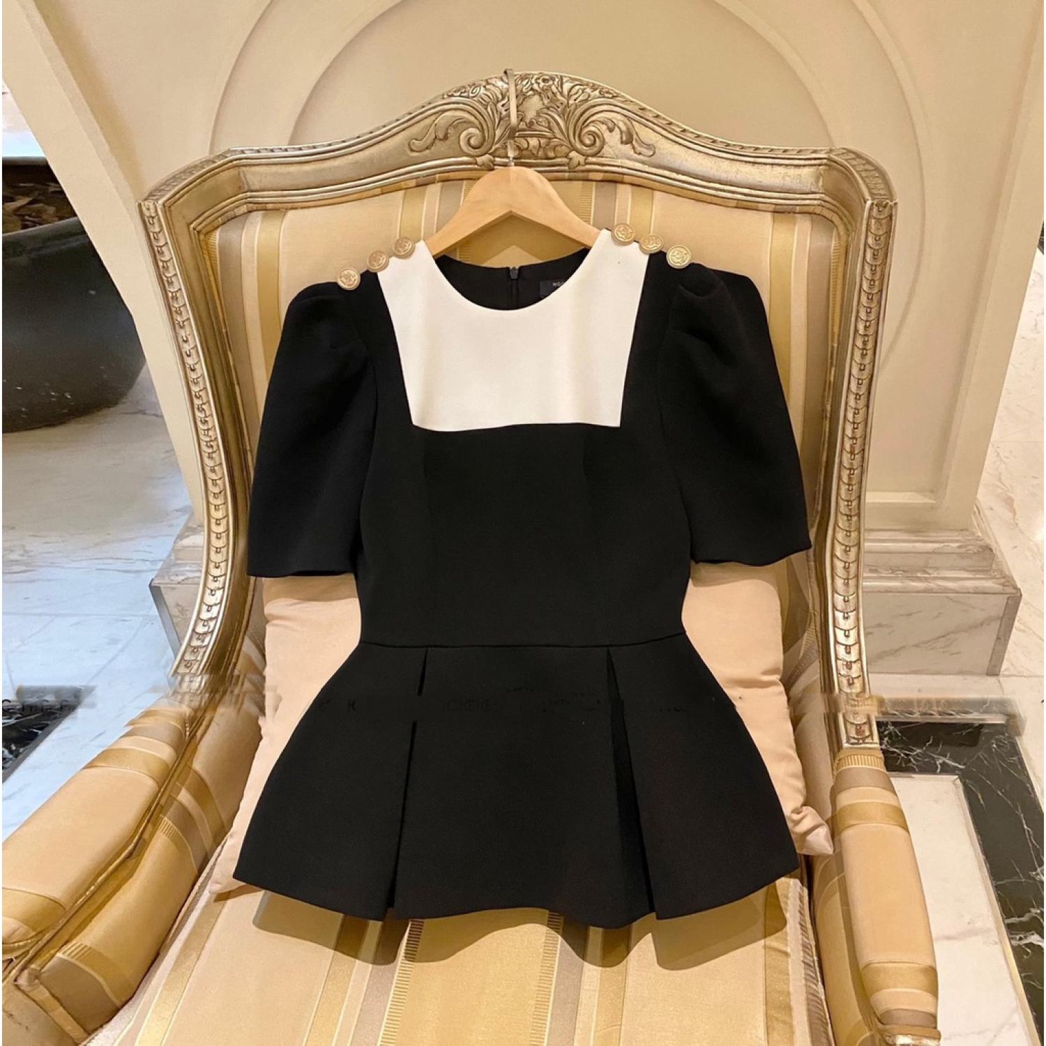 (50-90 KG) ÁO ĐEN THIẾT KẾ FORM PEPLUM DỄ MẶC CHE EO TỐT