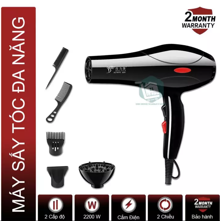 Máy sấy tóc xịn, Máy sáy tóc, Máy Sấy Tóc 2 Chiều Deliya Công Suất Lớn 2200W Xanh Nhám, Không Ồn, Nhiệt Độ Ổn Định Không Hại Tóc, Dễ Dàng Tạo Kiểu [ TẶNG KÈM PHỤ KIỆN ]