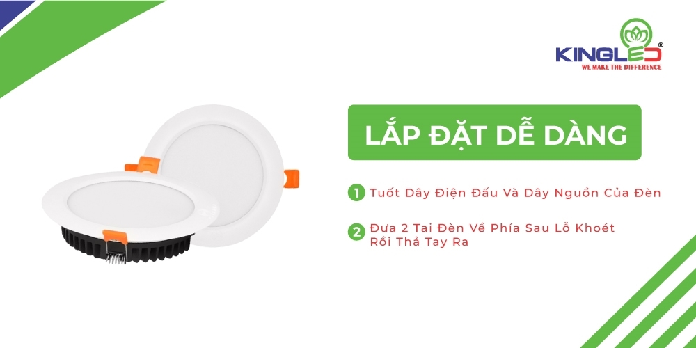 Đèn Âm Trần Ruby 12W Đơn Sắc Kingled