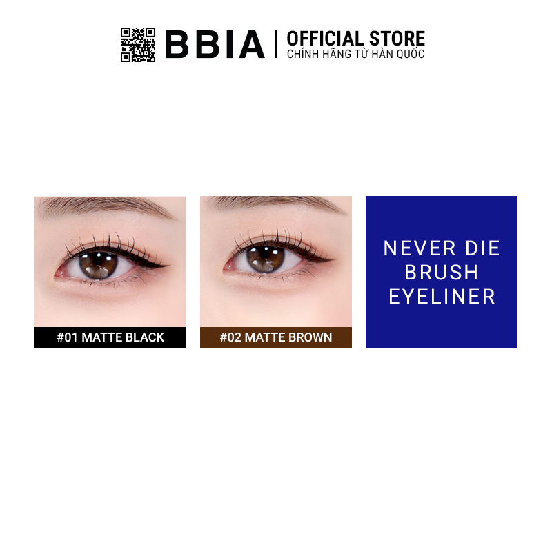 Long-Lasting, Waterproof Liquid Eyeliner Bbia Never Die Brush Eyeliner 0.4g