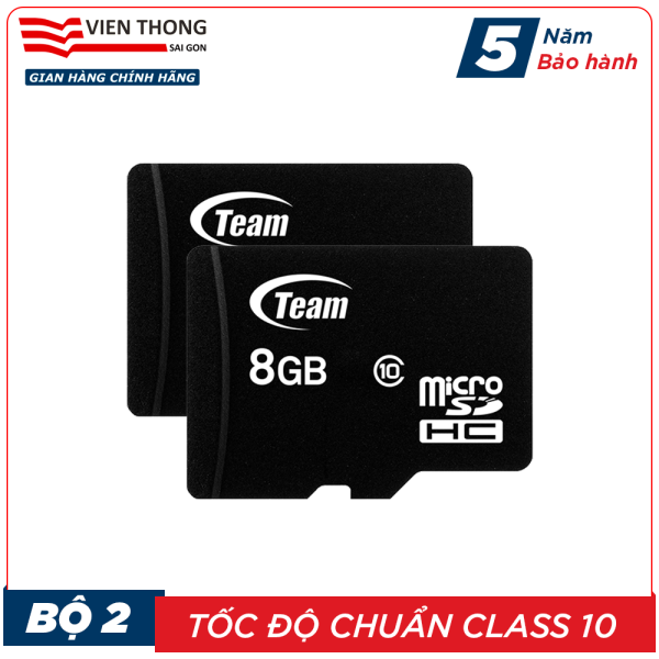Bộ 2 Thẻ nhớ 8GB micro SDHC Team Class 10 (Đen) - Hãng phân phối chính thức
