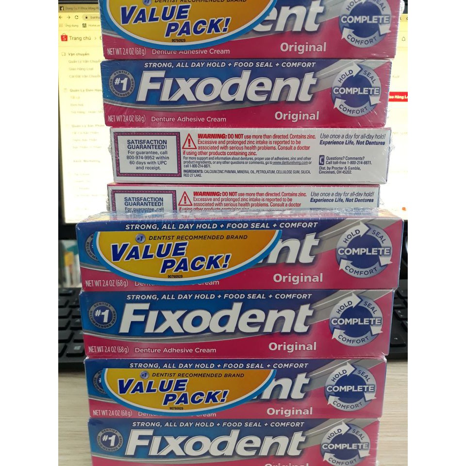 Keo dán hàm răng giả Fixodent 68g