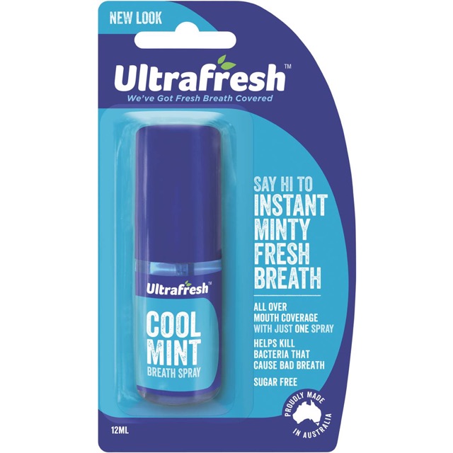 [Bill Úc] Nước Xịt Thơm Miệng Ultrafresh Cool Mint Breath Spray 12Ml