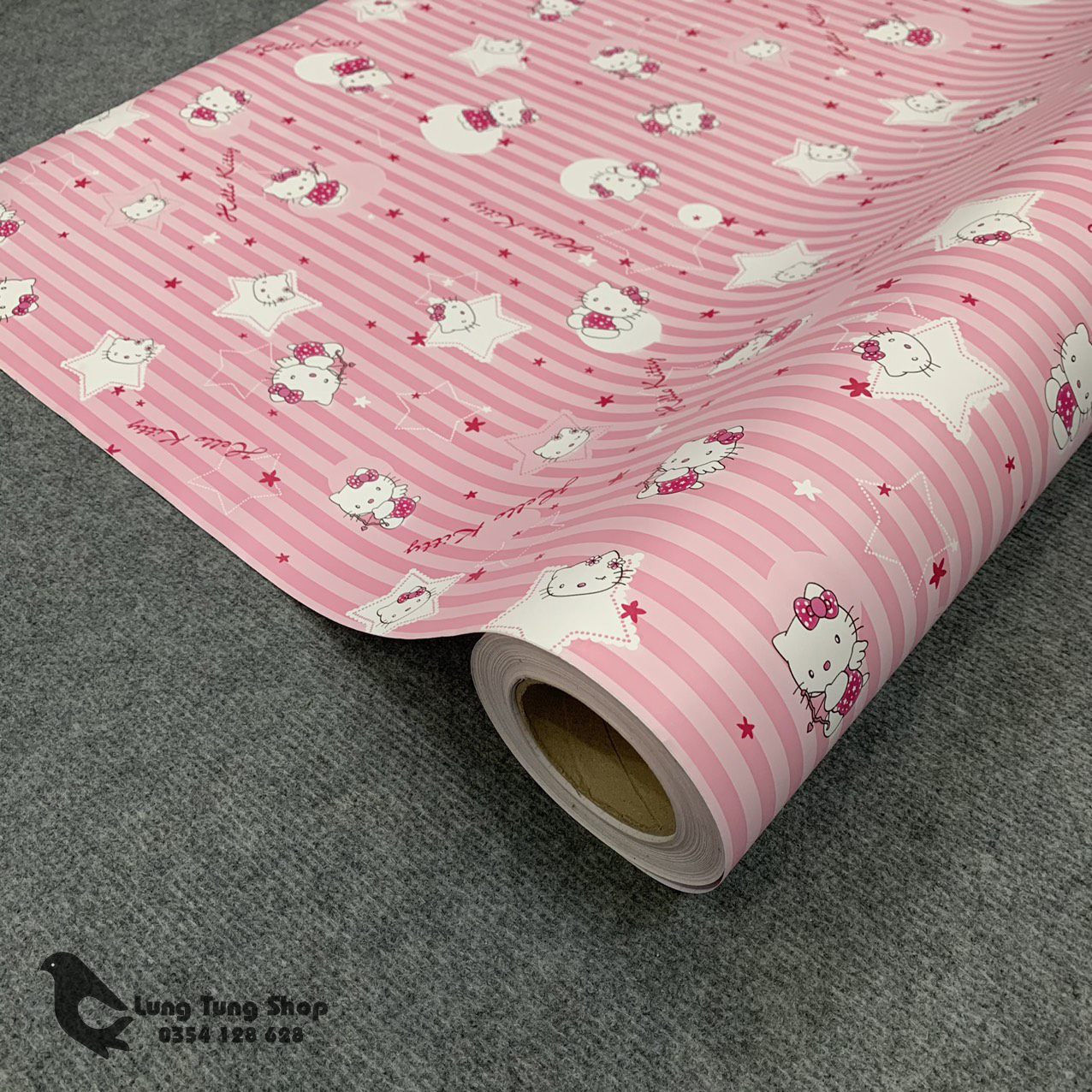 [HCM]Decal hình hello kitty - Giấy dán tường có sẵn keo màu hello kitty
