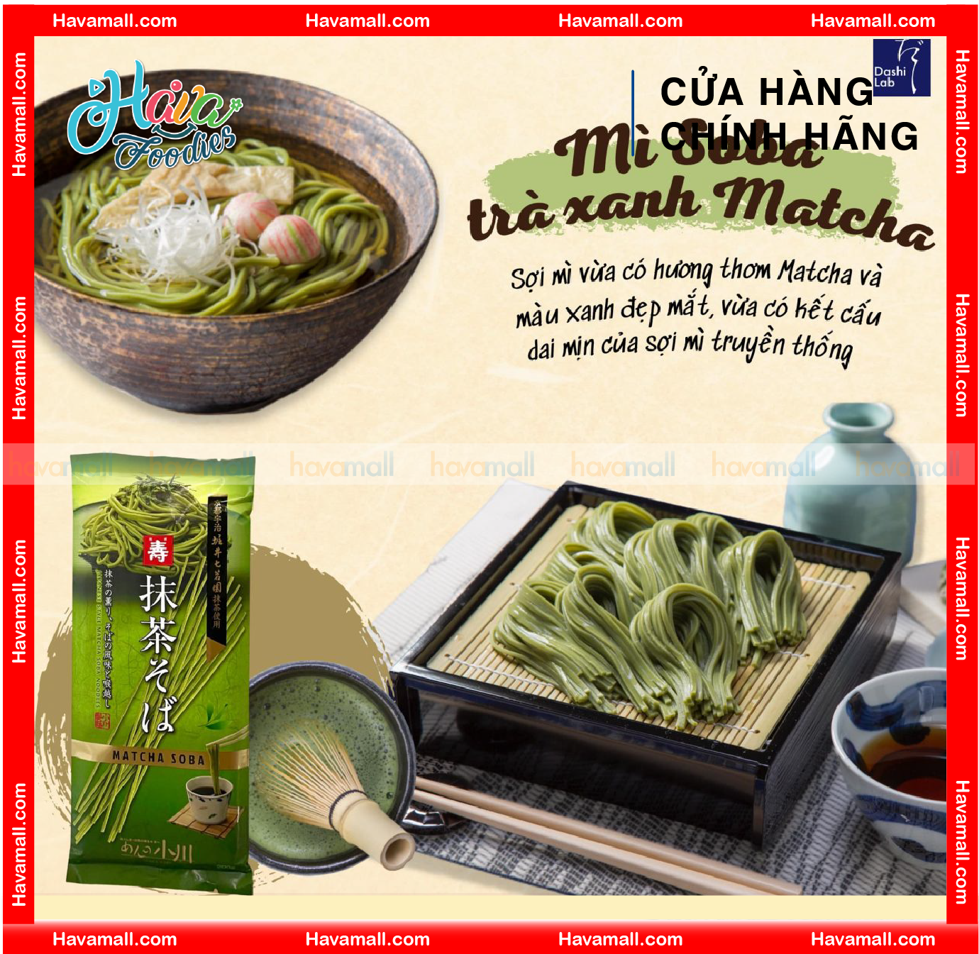 Mì Cha Soba Trà Xanh Nhật Bản Cao Cấp (Ogawa Seimen) – 小川製麺茶そば 200g