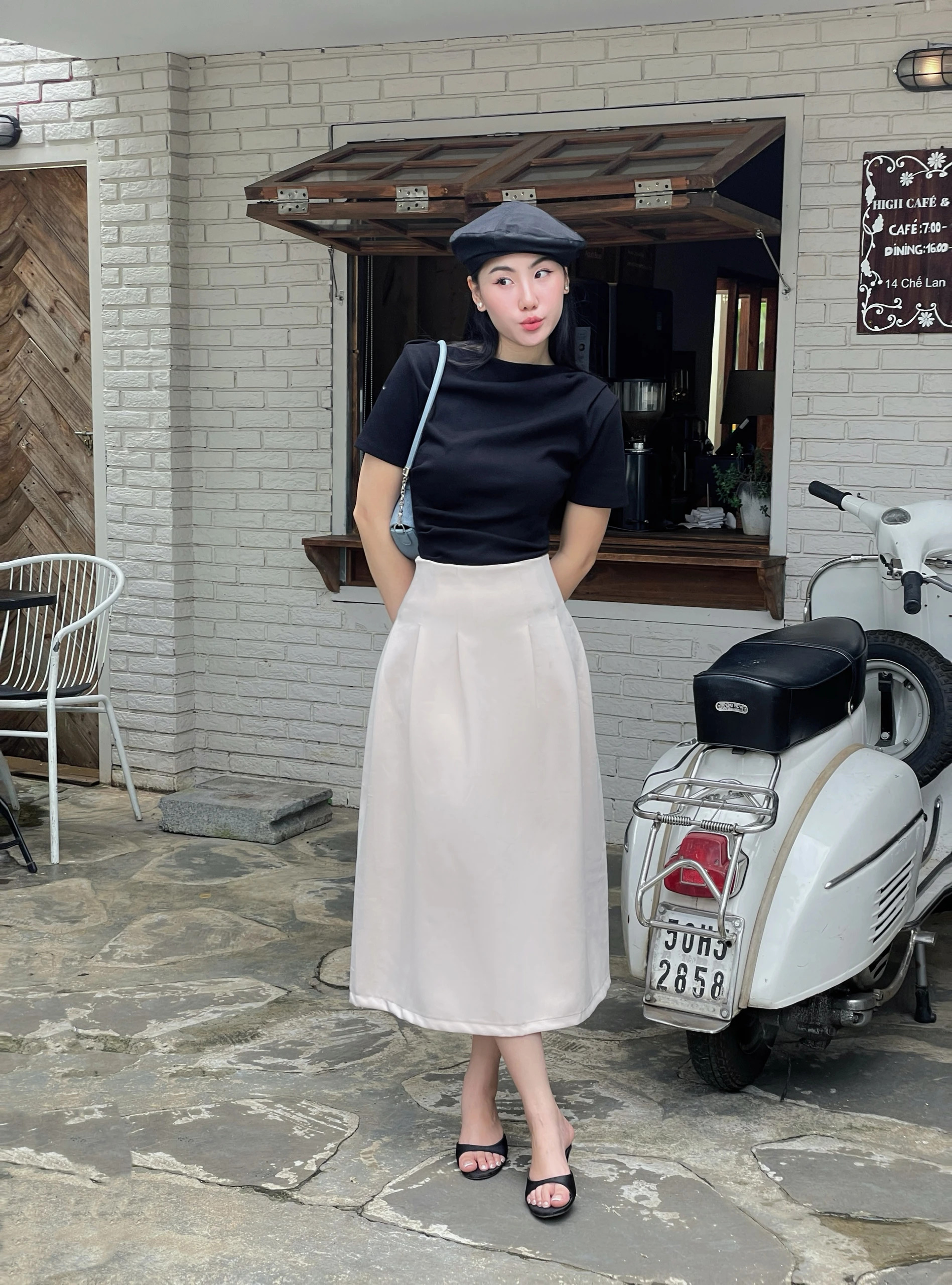 Áo thun nữ trễ vai tay ngắn Side Sleeve Tee Maxy Workshop