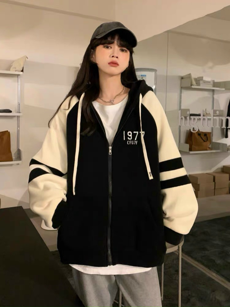 Áo Khoác Nỉ Form Rộng 1977 Ulzzang Unisex - Áo khoác nỉ mũ form rộng nỉ bông dày dặn thời trang