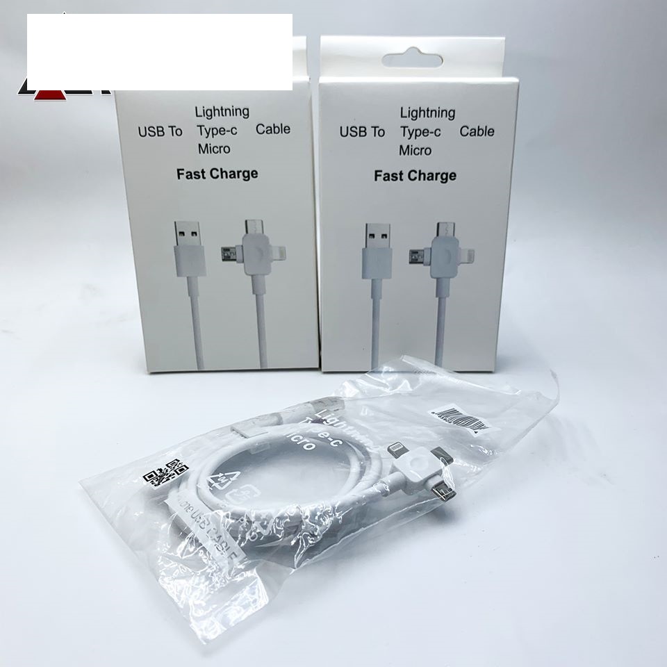Cáp chia 3 đầu cao cấp đủ cổng Micro USB Type-C Lightning tiện dụng dài 1m
