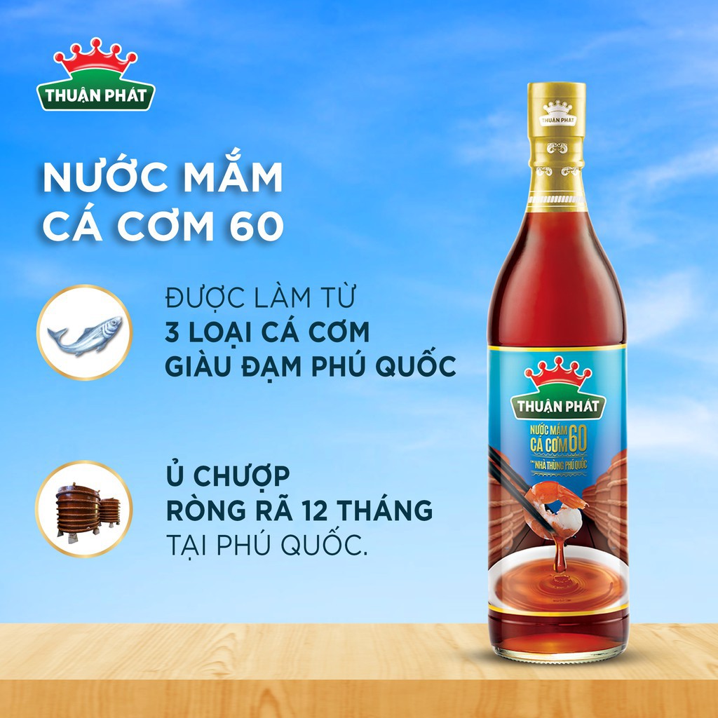 Nước mắm cá cơm Thuận Phát 60 độ đạm 490ml - Từ 3 loại cá cơm Phú Quốc