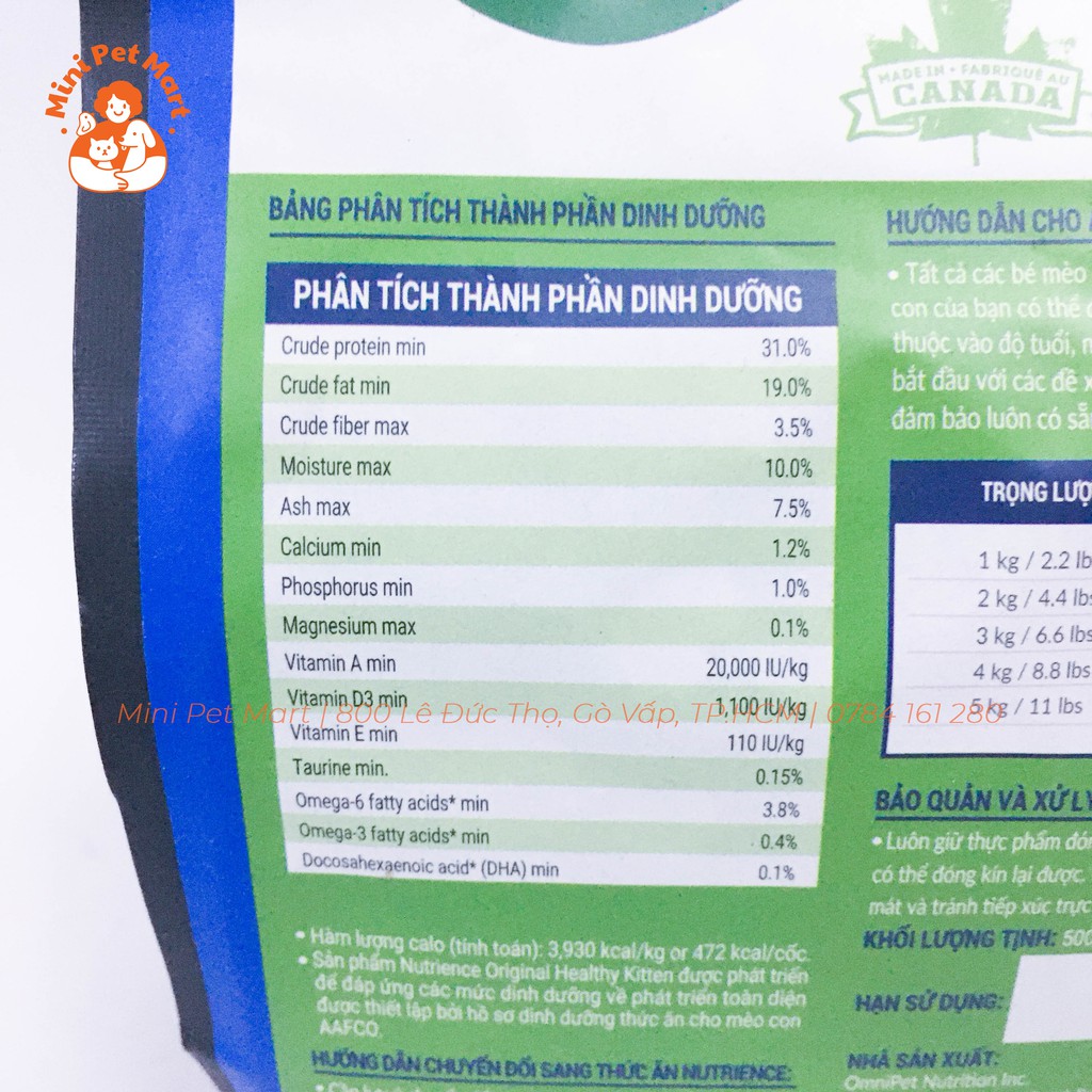 [HCM]Thức ăn hạt cho mèo con NUTRIENCE Original 500g