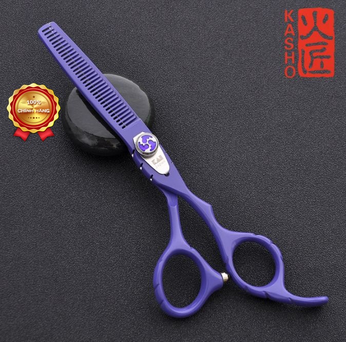 Bộ kéo cắt tóc Kasho HA 03 tím (Tặng bao da và chỉnh kéo khi mua 2 cây )
