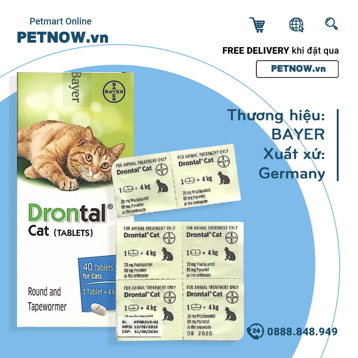 Sổ giun mèo Drontal Cat - 1 viên