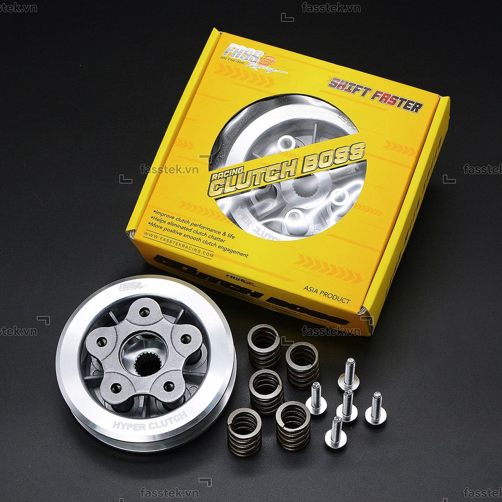 Bộ đế nồi nhôm 5 lò xo Fasstek Racing Hyper Clutch xe máy Winner / Sonic