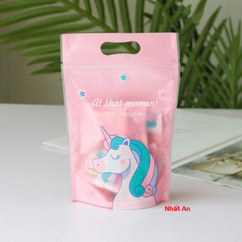 Túi zip hồng unicorn 10 cái
