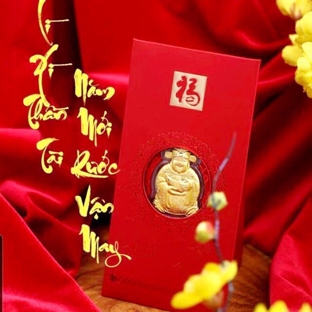 Bao lì xì thần tài mạ vàng 24k