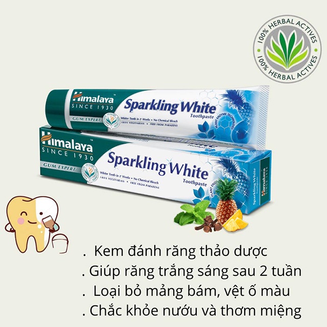 [Chính Hãng] Kem Đánh Răng Trắng Sáng Lấp Lánh | Himalaya Sparkling White Toothpaste 100g