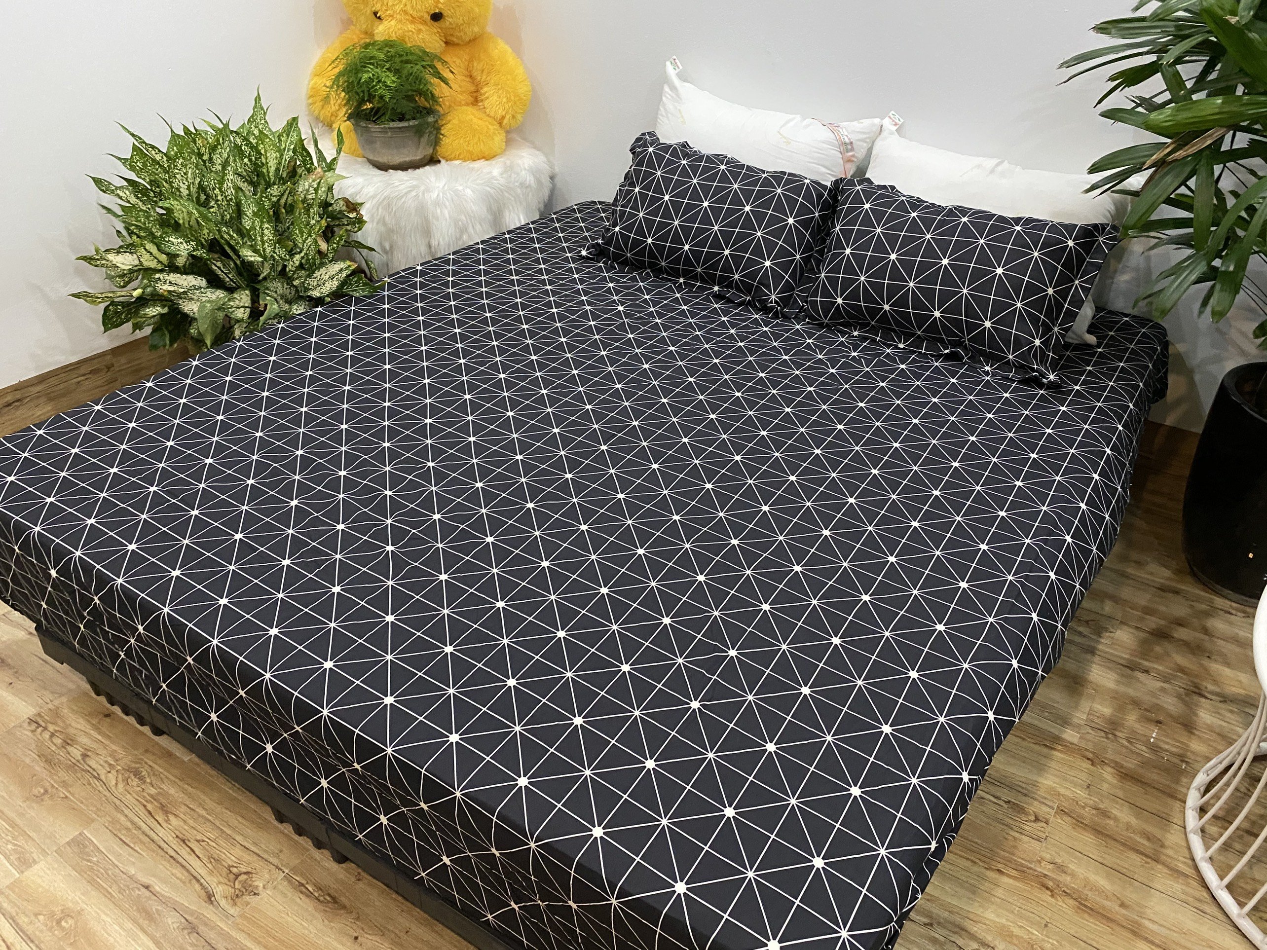 [Ga giường]Ga trải giường,Drap ga giường,ga bọc đệm vải cotton poly 1m2,1m4,1m5,1m6,1m8,2m2 mẫu ô bàn cờ