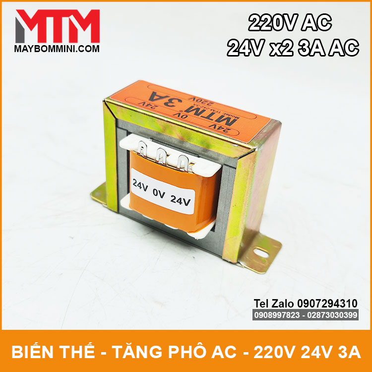 Biến thế 220V ra 24V AC 3A đôi MTM